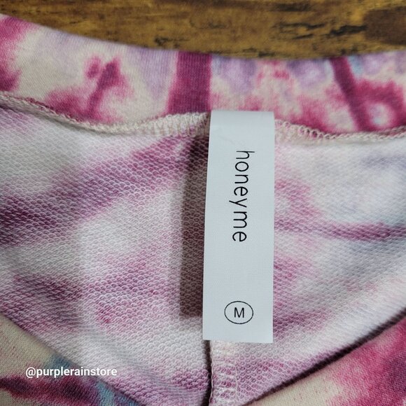 honeyme Tie Dye V Neck Sweatshirt M Soft Stretch Bright Colorful Art To Wear - Picture 3 of 10